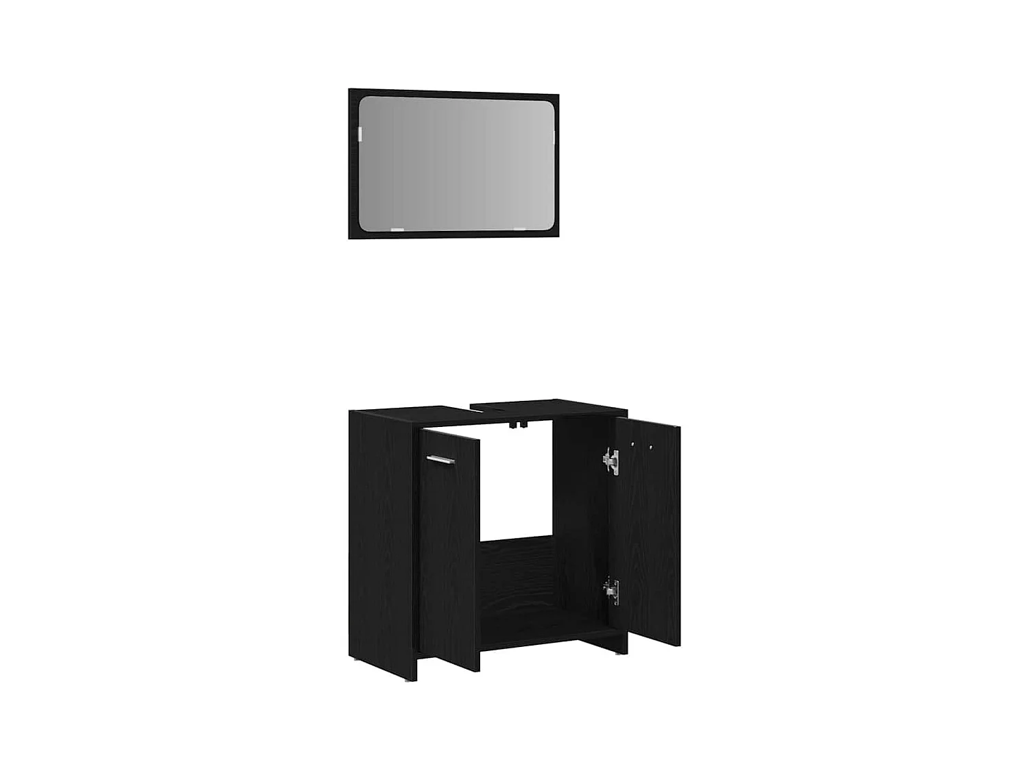 Mobile da bagno con specchio in rovere nero