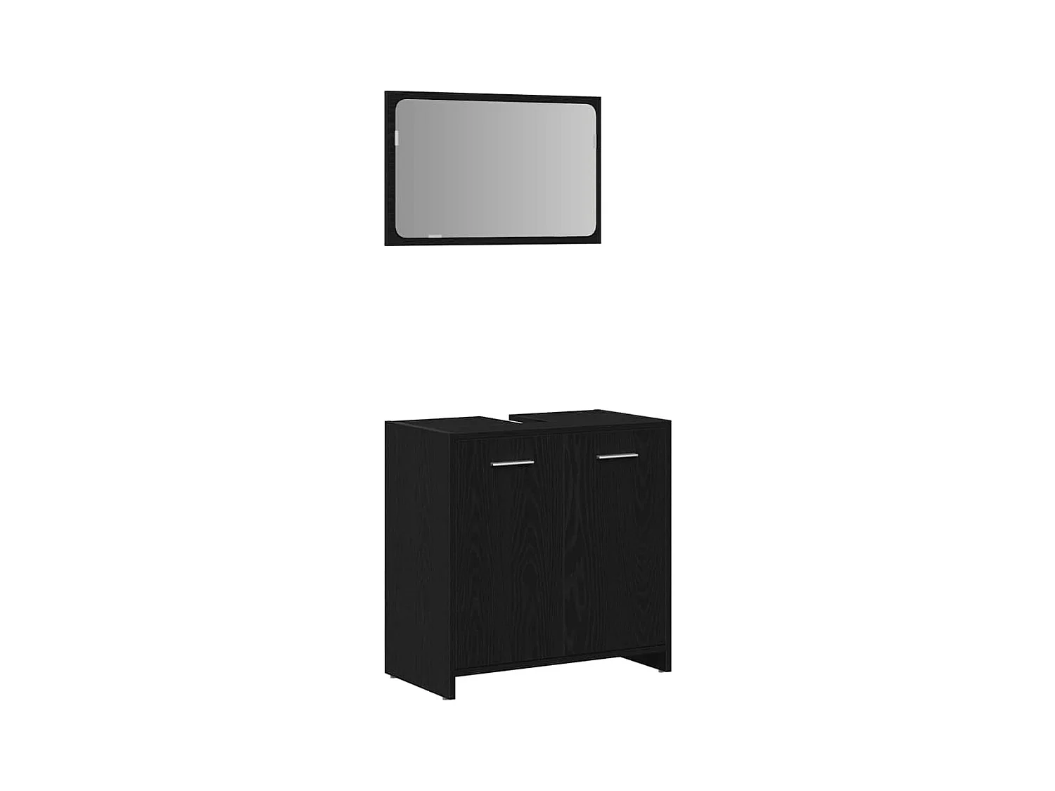 Armoire de salle de bain avec miroir chêne noir