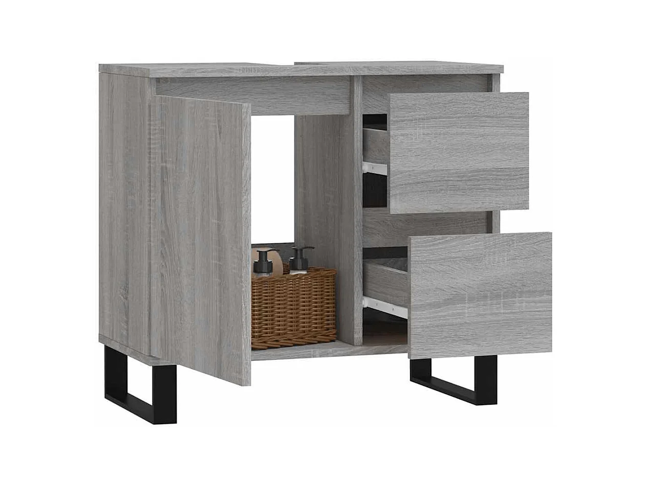 Mueble de baño Sonoma gris 65x33x60 cm madera de ingeniería