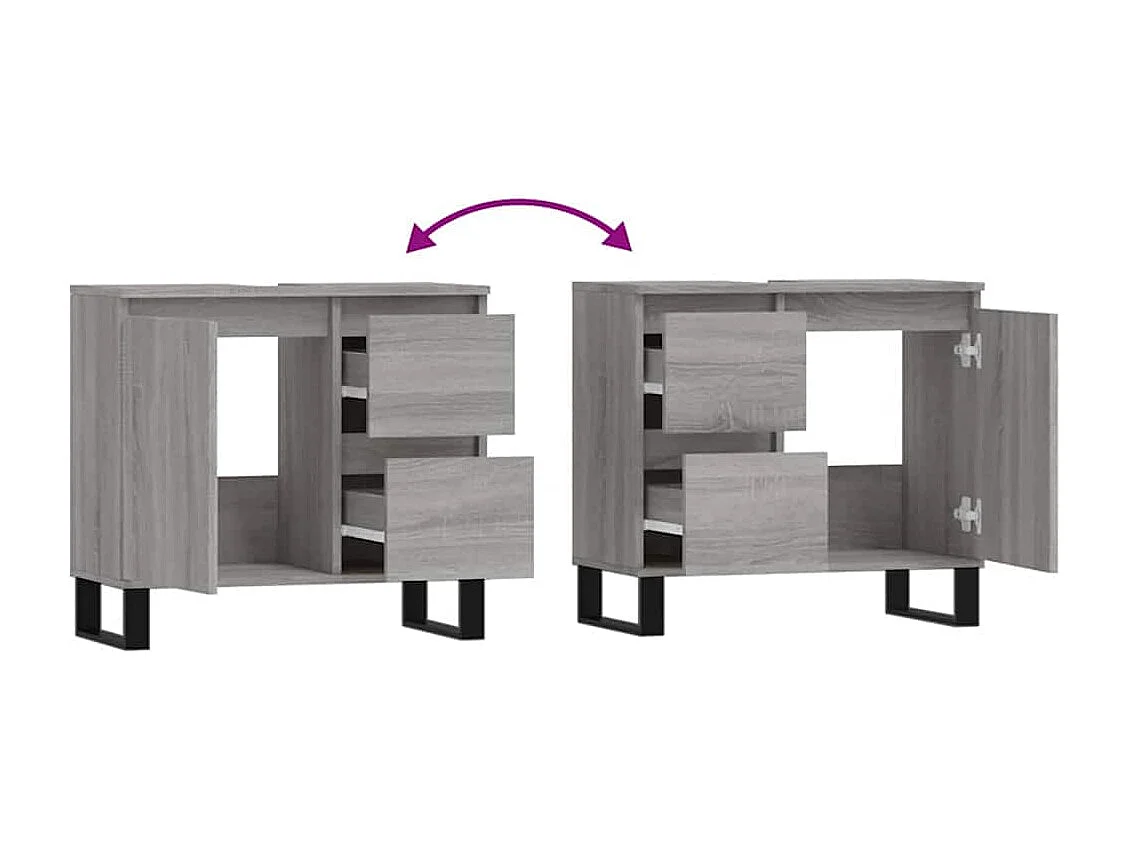 Mueble de baño Sonoma gris 65x33x60 cm madera de ingeniería