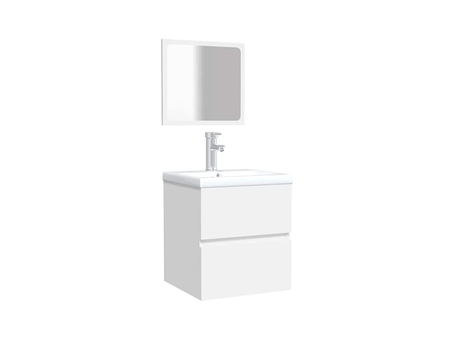 Armoire de salle de bain avec miroir blanc bois d'ingénierie