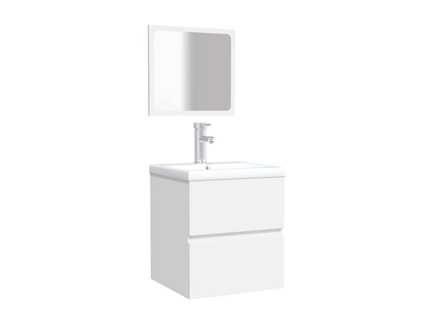 Armoire de salle de bain avec miroir blanc bois d'ingénierie