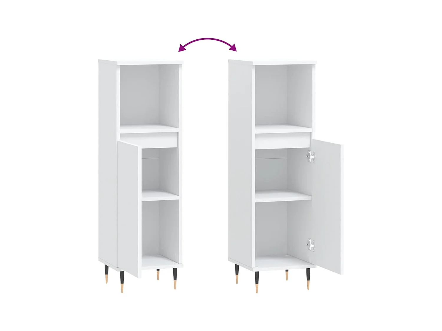 Witte badkamerkast 30x30x100 cm van bewerkt hout