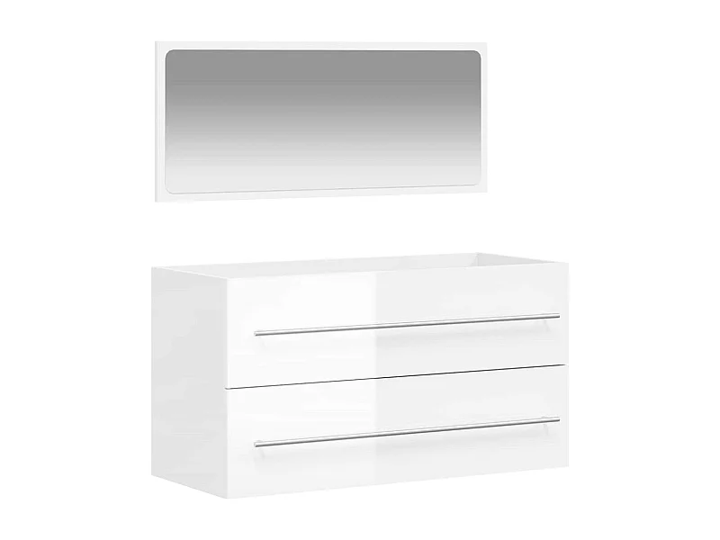 Badkamermeubel met spiegel in wit hoogglans bewerkt hout