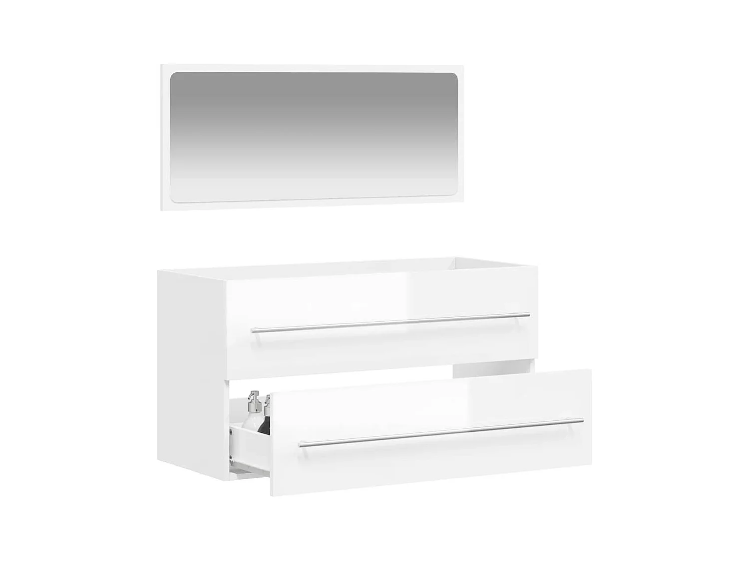 Badkamermeubel met spiegel in wit hoogglans bewerkt hout