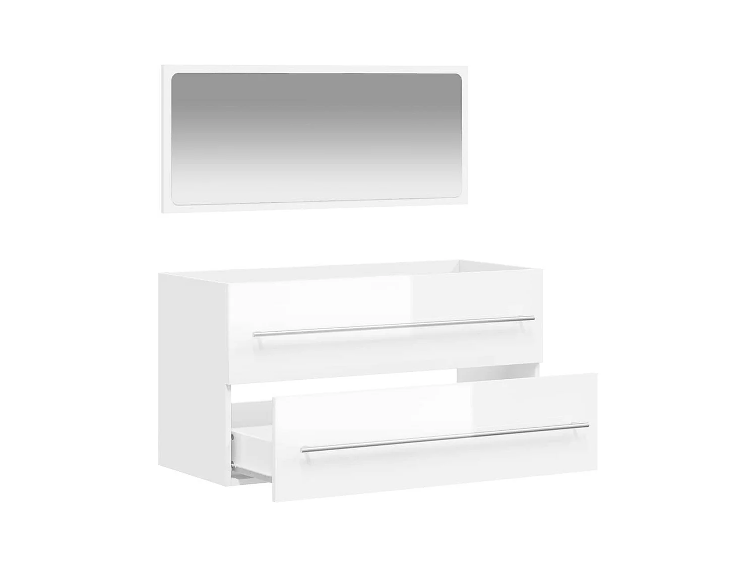 Badkamermeubel met spiegel in wit hoogglans bewerkt hout