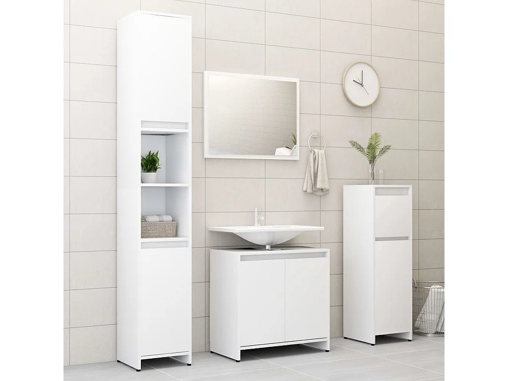 Mueble de baño Blanco 30x30x95 cm Madera de ingeniería