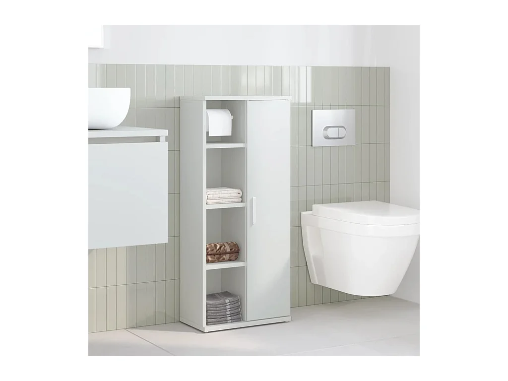 Badkamerkast met witte rolhouder 39x22x90 cm