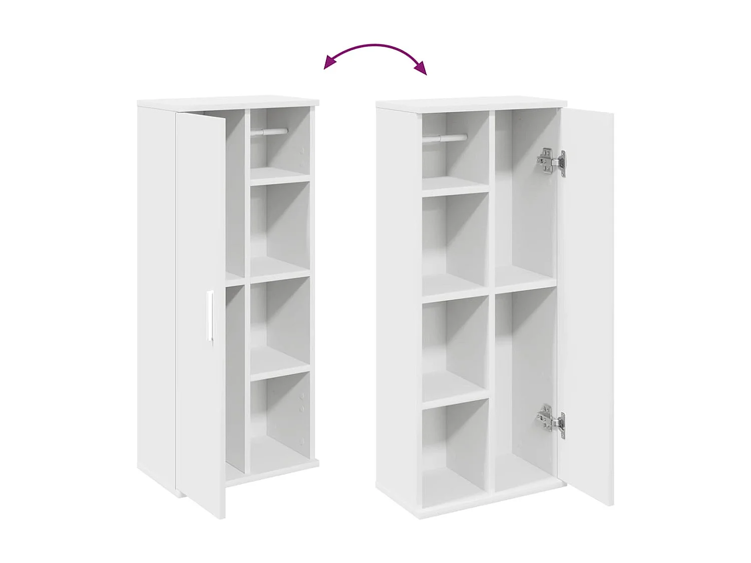 Badkamerkast met witte rolhouder 39x22x90 cm