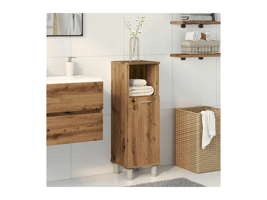 Badkamerkast eiken craft 30x30x95 cm bewerkt hout