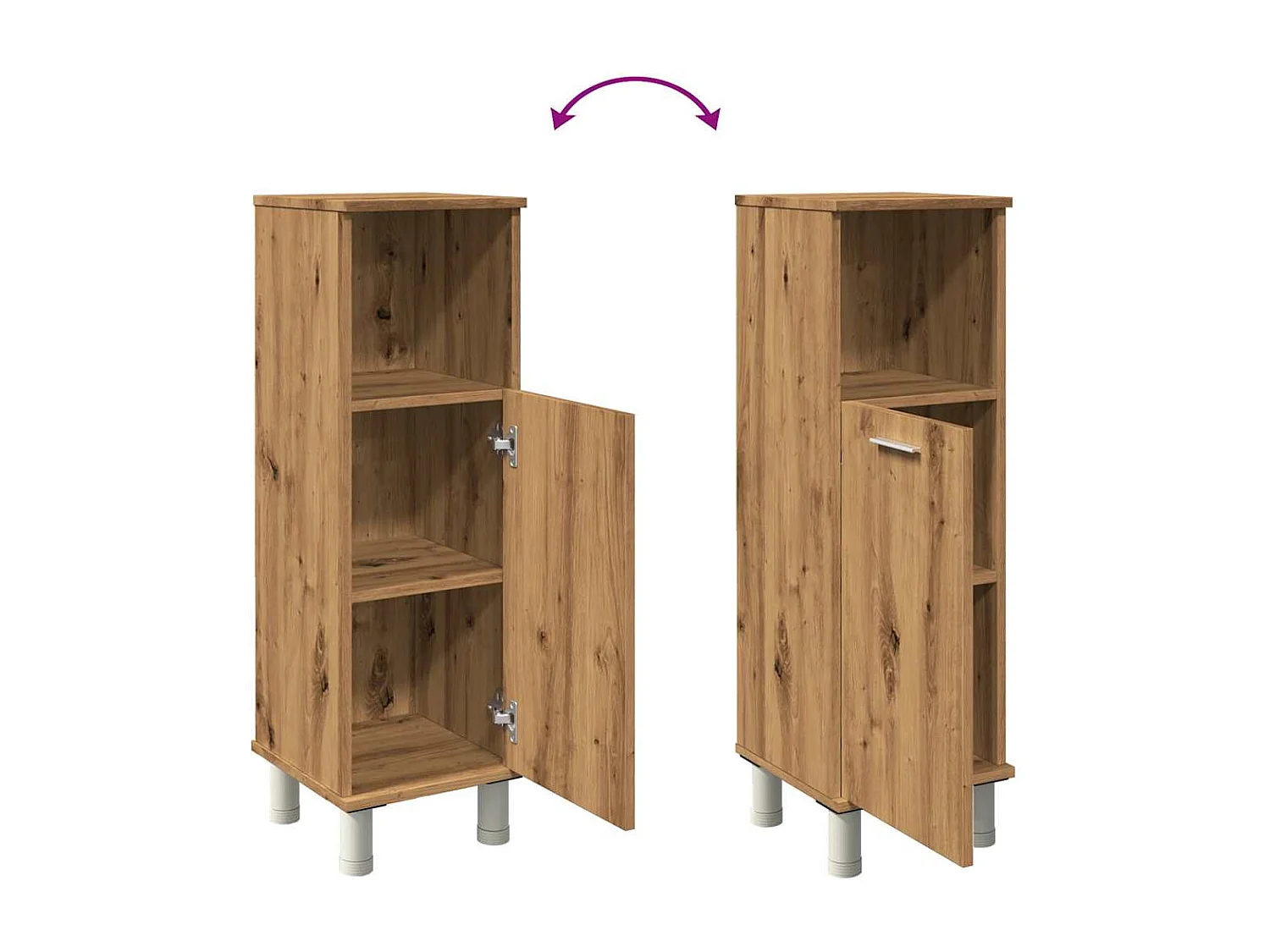 Badkamerkast eiken craft 30x30x95 cm bewerkt hout