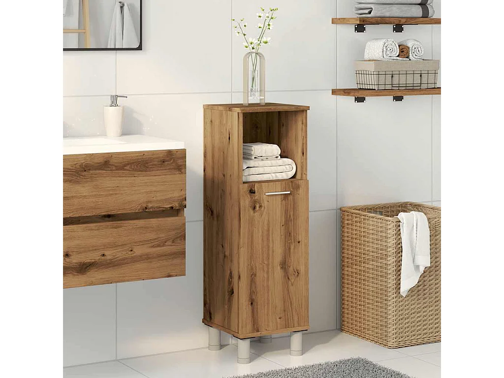 Badkamerkast eiken craft 30x30x95 cm bewerkt hout