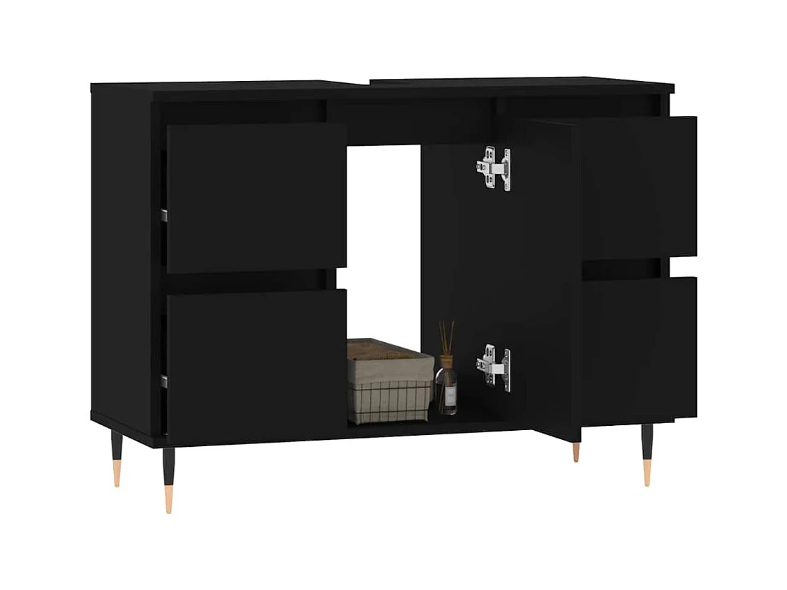 Zwarte badkamerkast 80x33x60 cm van bewerkt hout