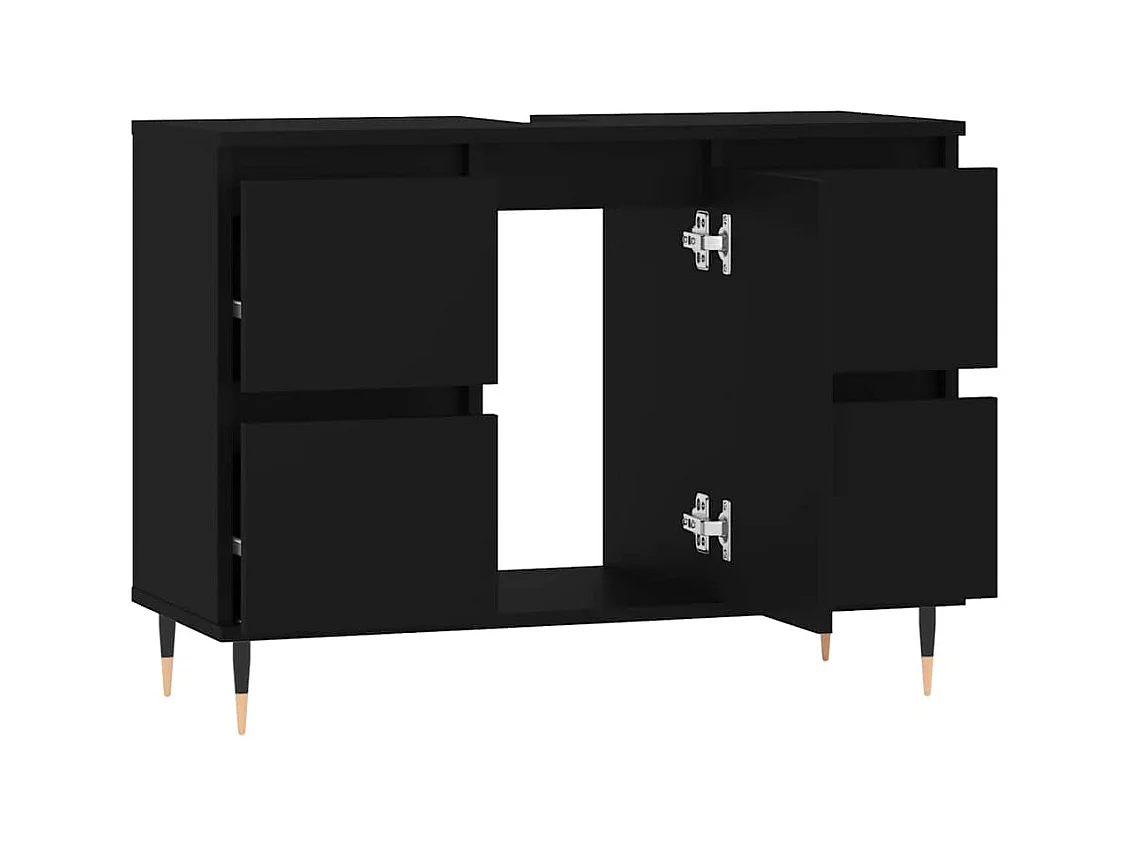 Zwarte badkamerkast 80x33x60 cm van bewerkt hout