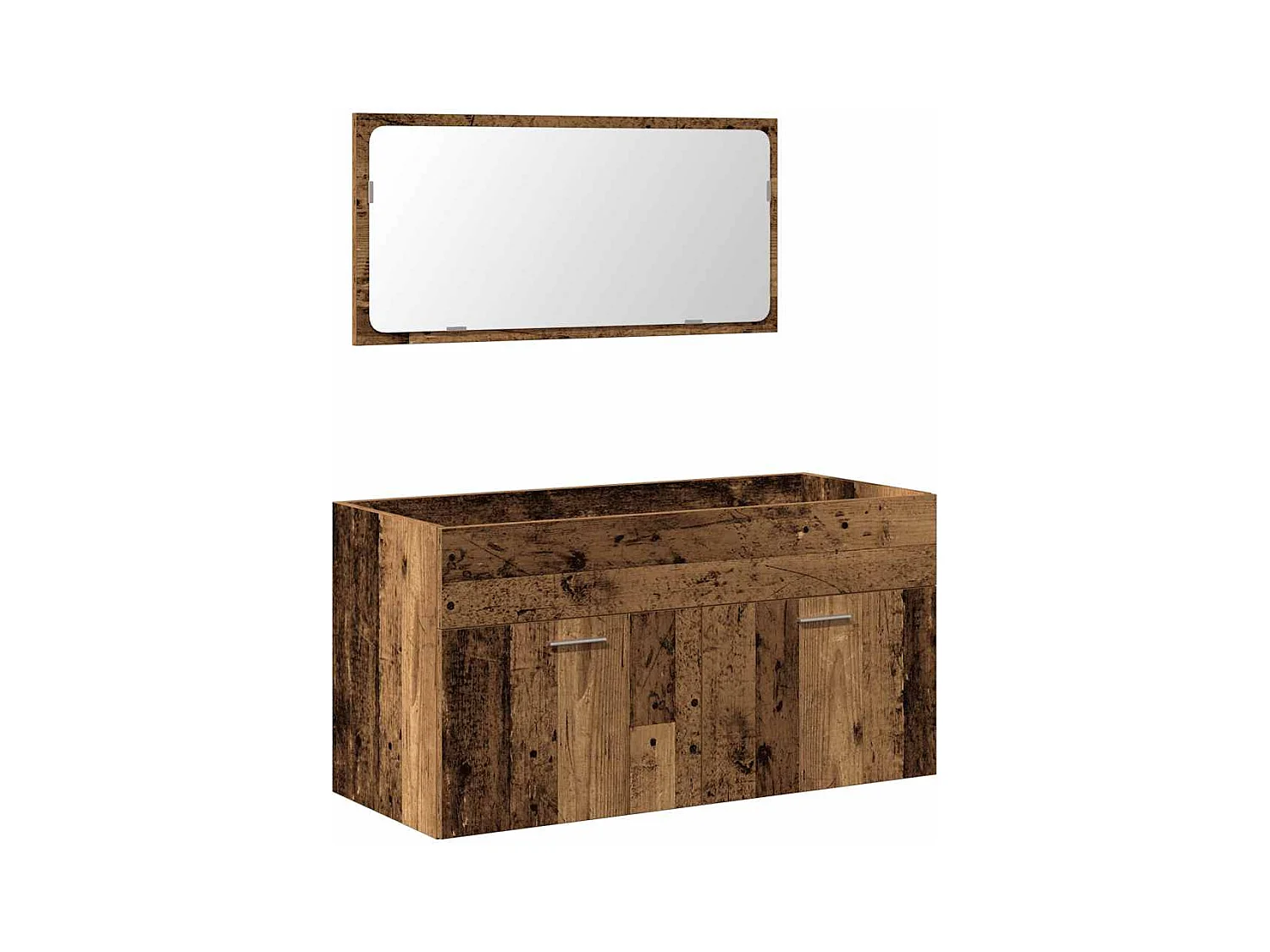 Armoire de salle de bain et miroir vieux bois bois d'ingénierie