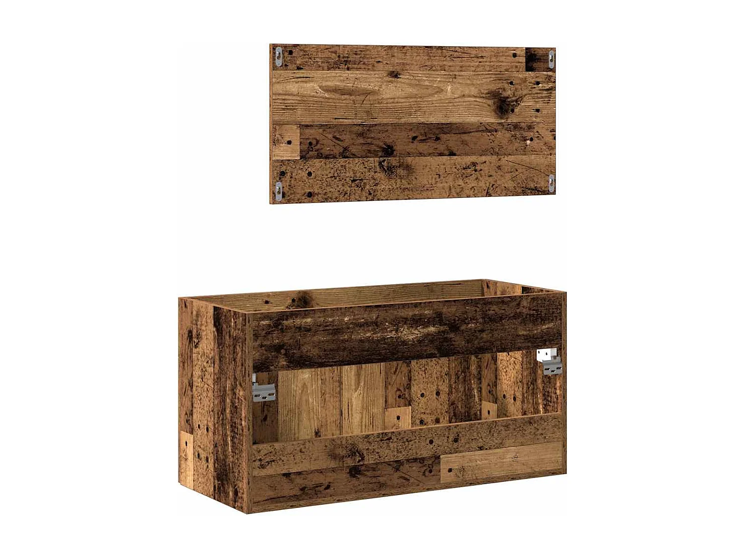 Armoire de salle de bain et miroir vieux bois bois d'ingénierie