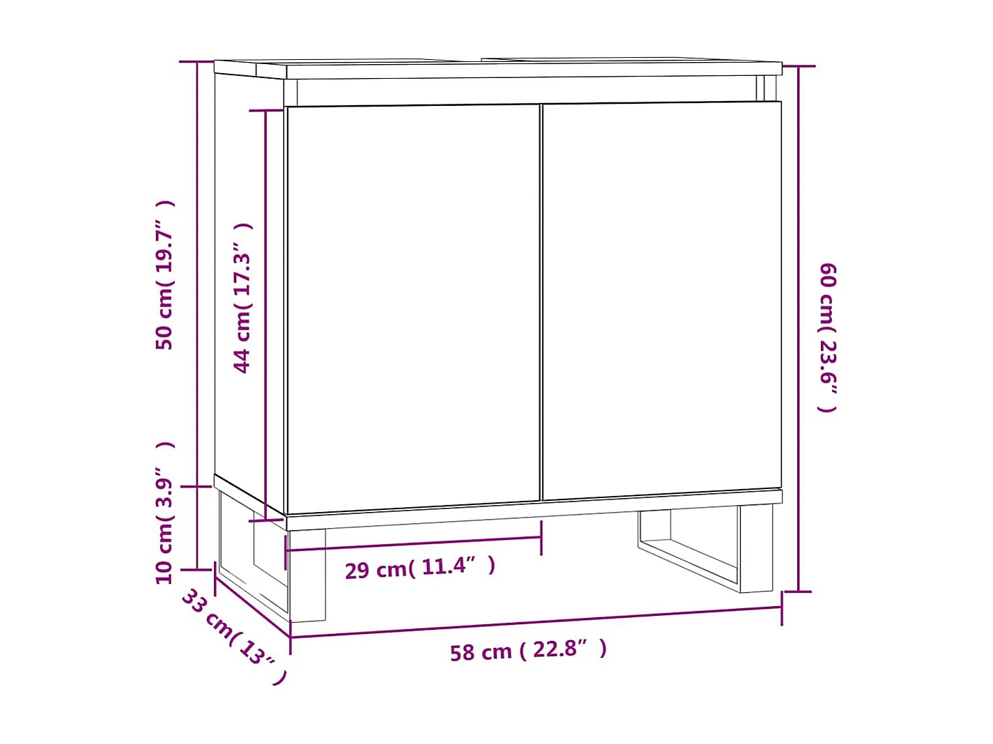Mobile bagno rovere marrone 58x33x60 cm legno ingegnerizzato