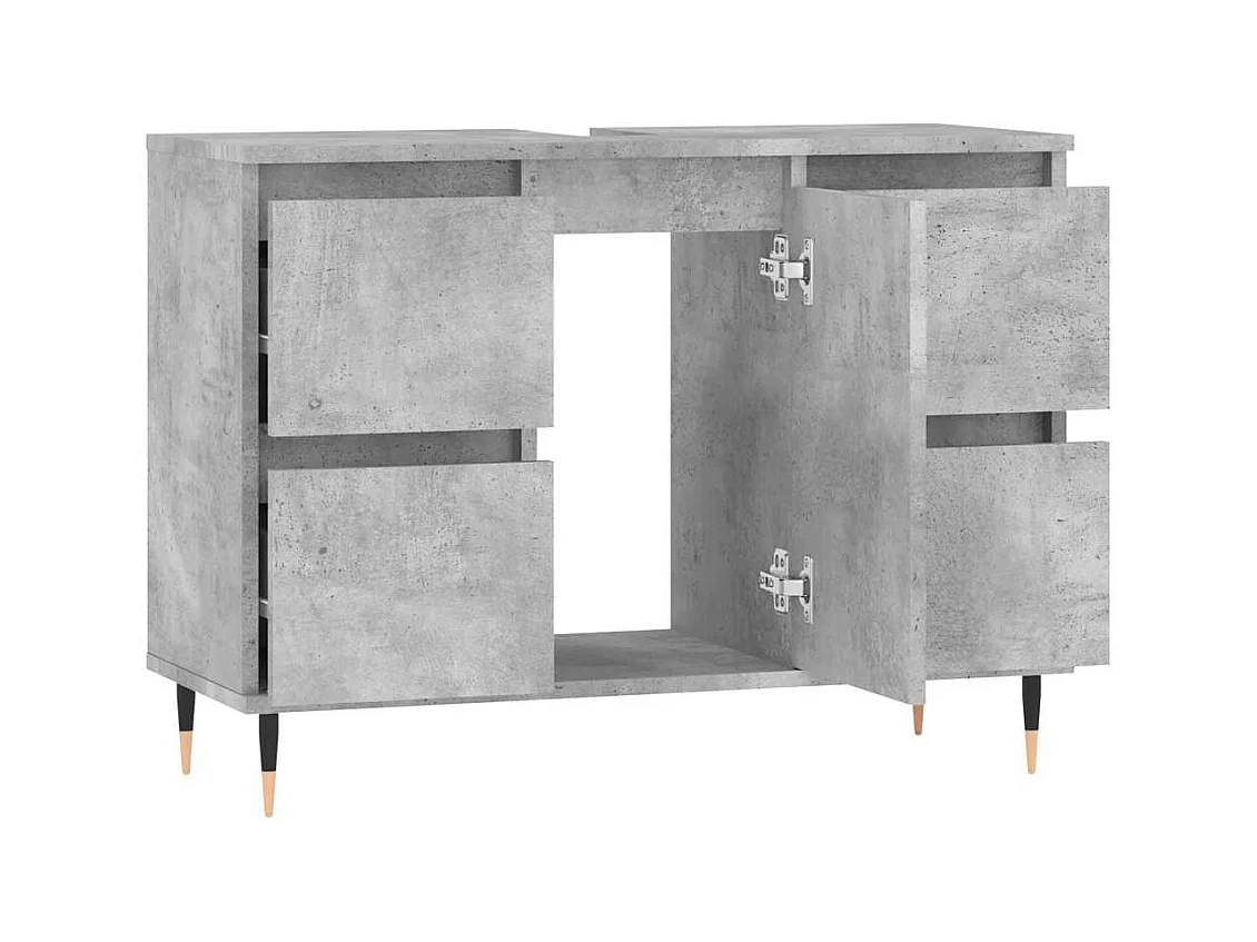 Mueble de baño gris hormigón 80x33x60cm madera de ingeniería