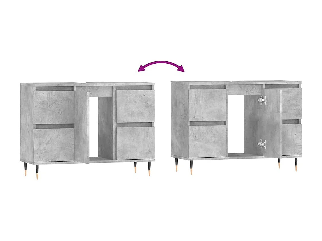 Mueble de baño gris hormigón 80x33x60cm madera de ingeniería