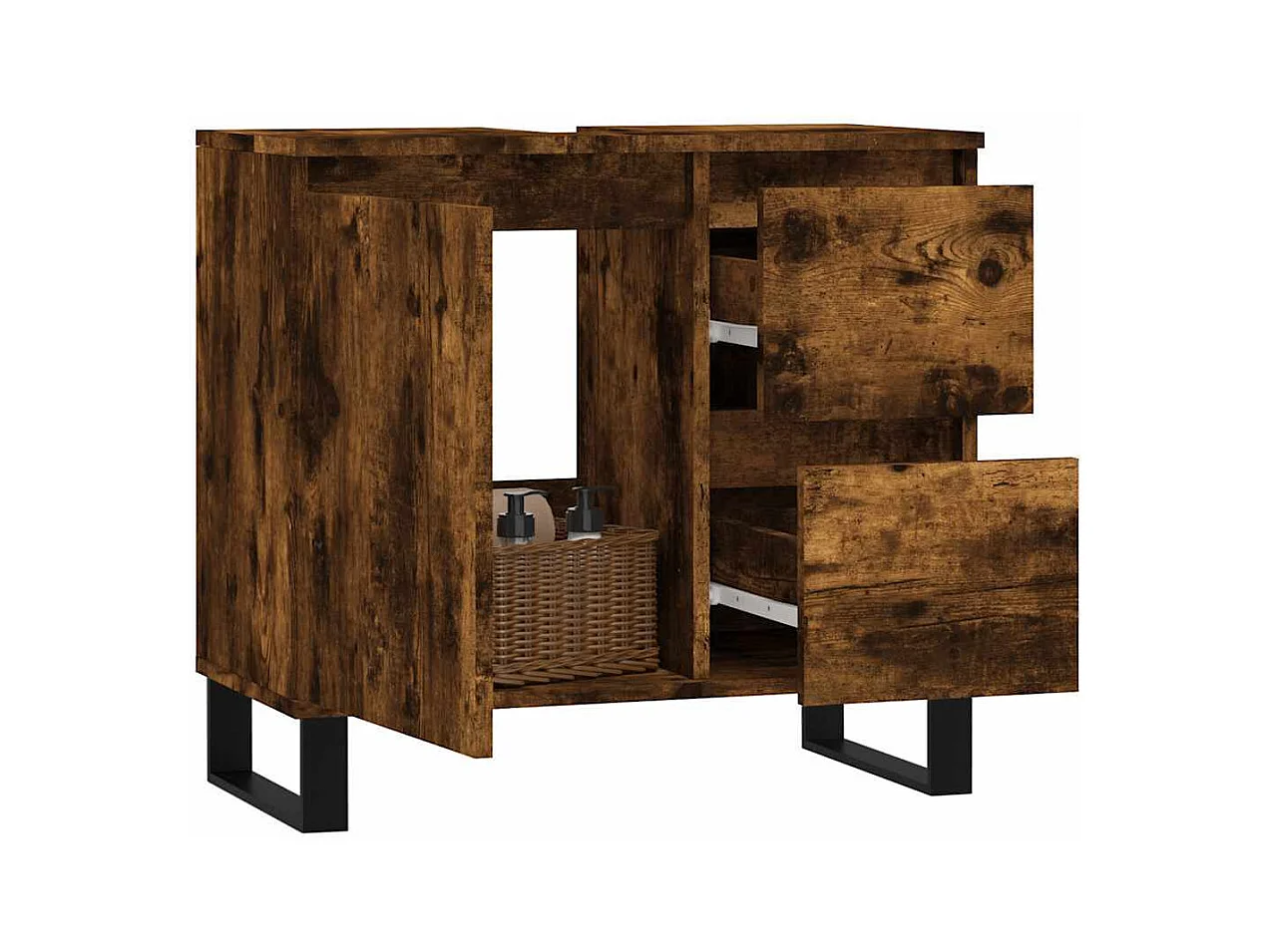 Gerookt eiken badkamermeubel 65x33x60 cm bewerkt hout