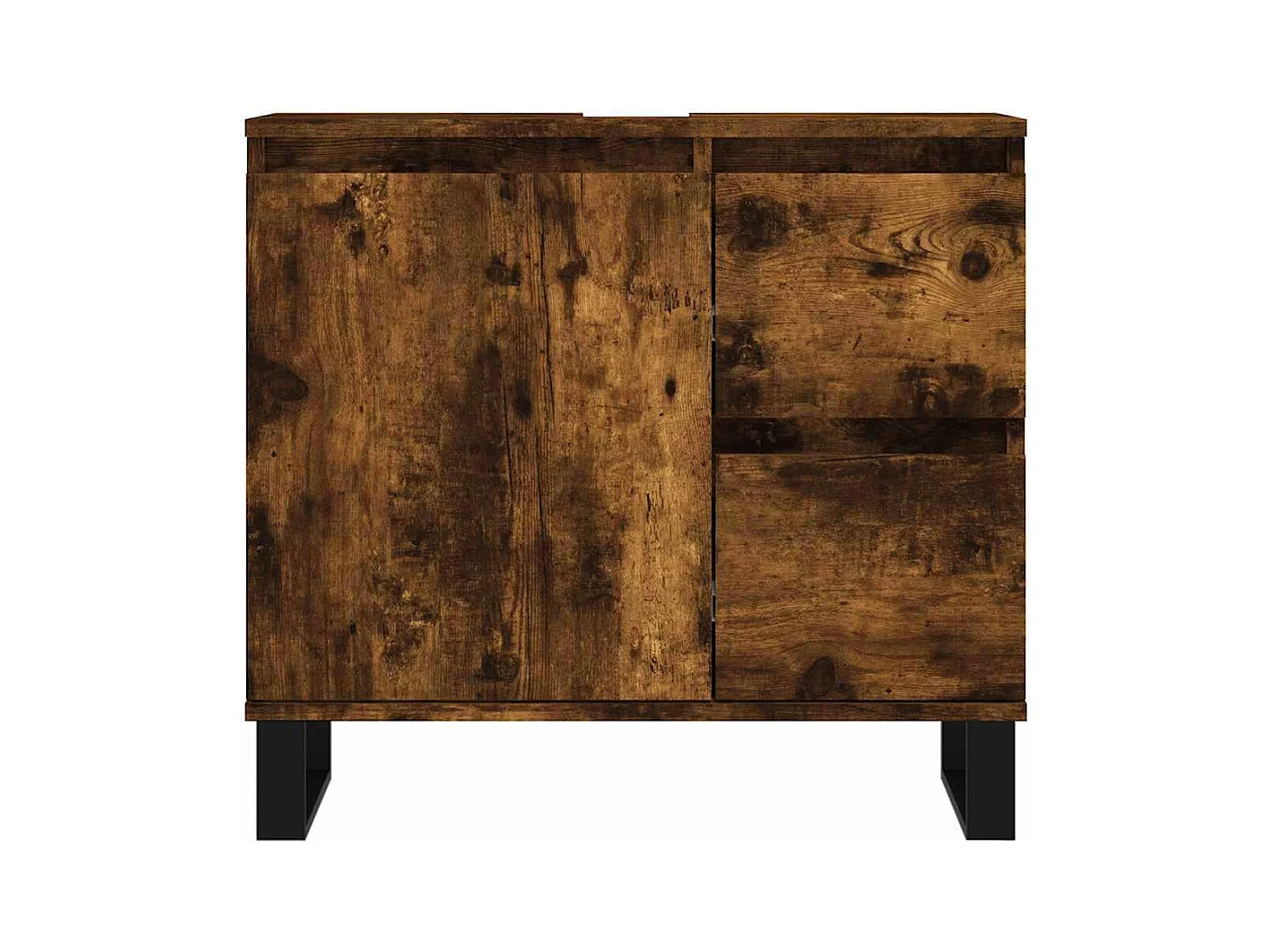 Gerookt eiken badkamermeubel 65x33x60 cm bewerkt hout