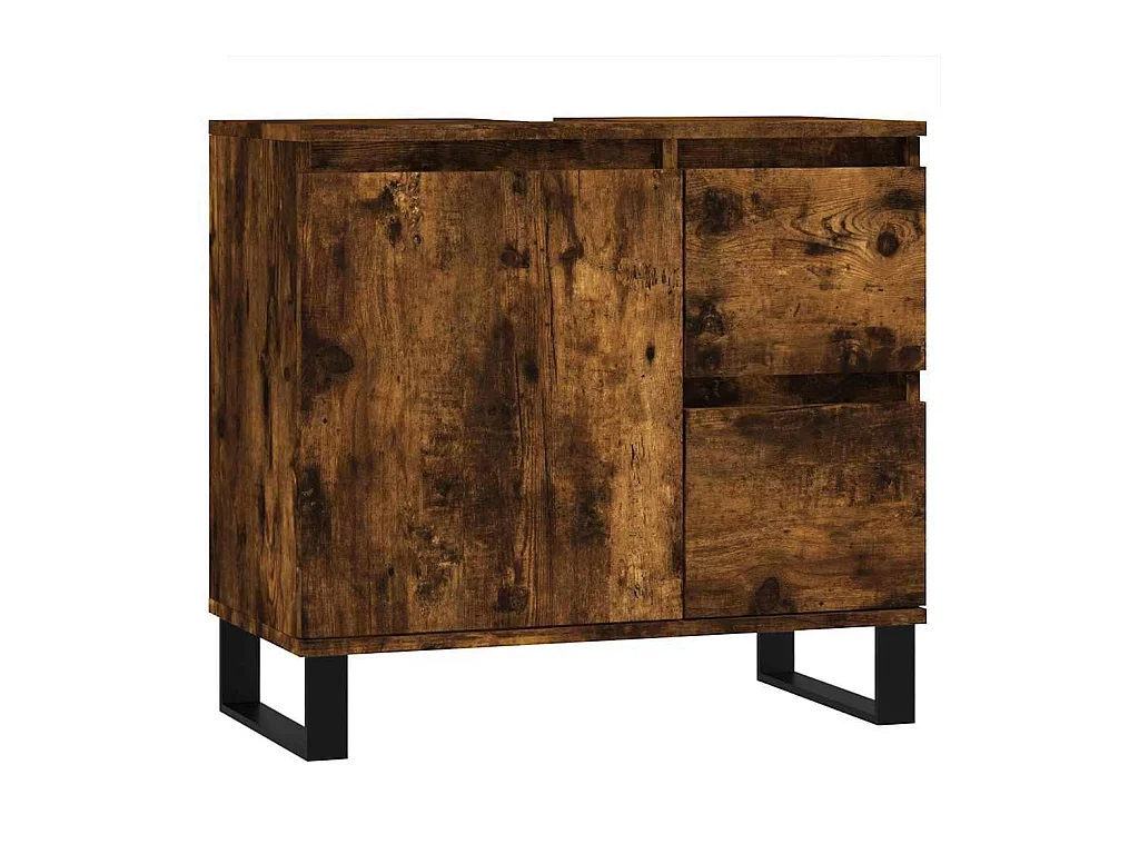 Armoire de bain chêne fumé 65x33x60 cm bois d'ingénierie