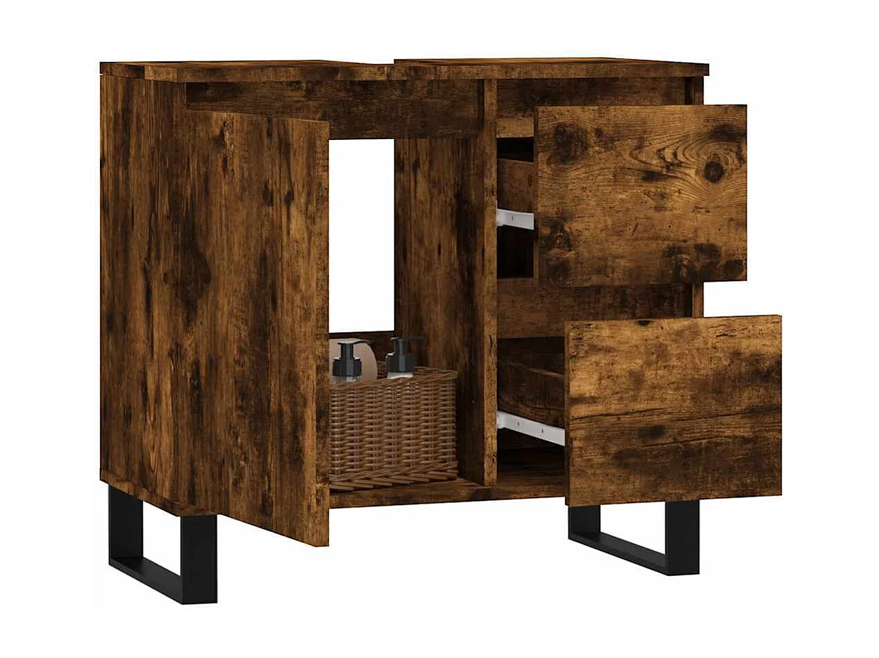 Armoire de bain chêne fumé 65x33x60 cm bois d'ingénierie