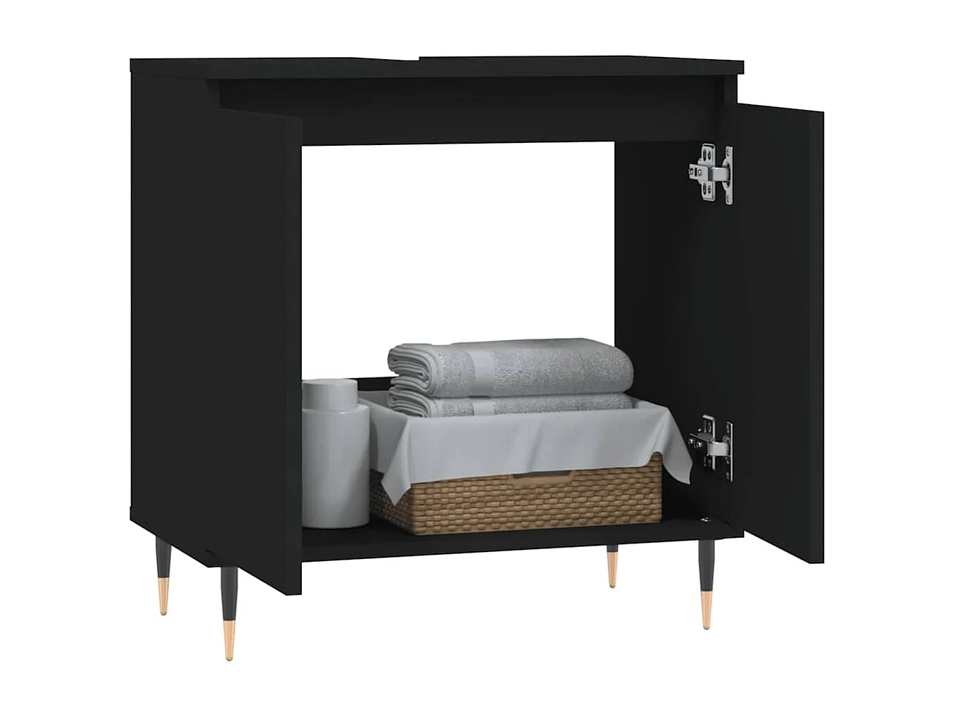 Mueble de baño negro 58x33x60 cm madera contrachapada