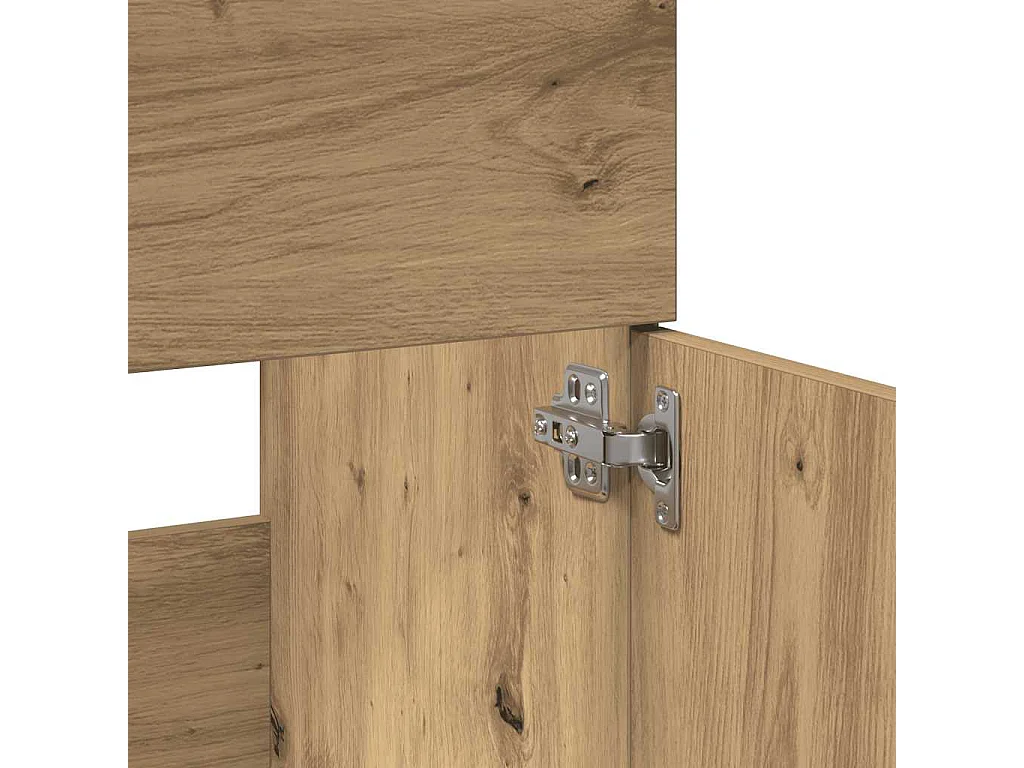 Mobile da bagno con specchio, in rovere lavorato a mano