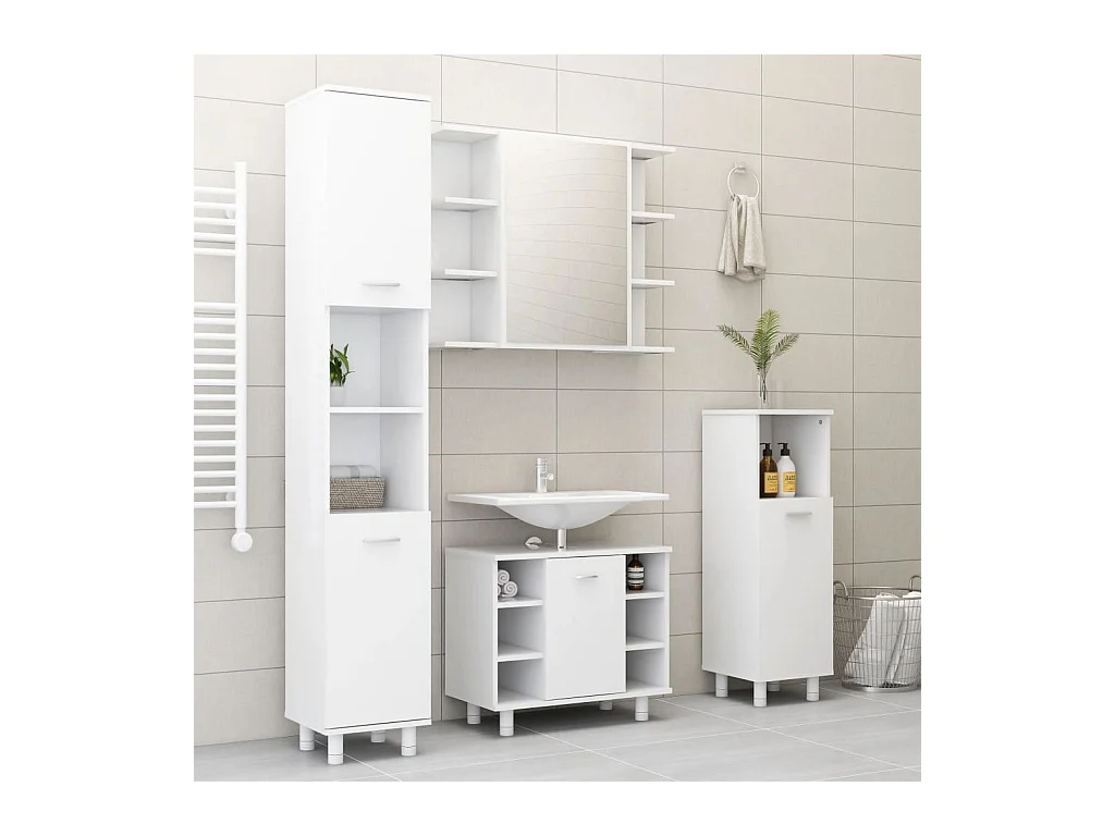 Armoire de salle de bain Blanc 30x30x179 cm Bois d'ingénierie