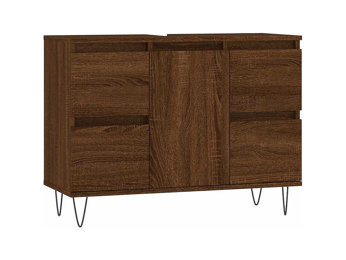 Badkamerkast bruin eiken 80x33x60cm bewerkt hout