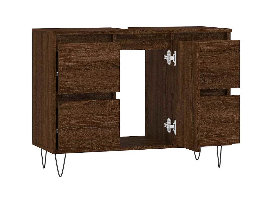 Badkamerkast bruin eiken 80x33x60cm bewerkt hout