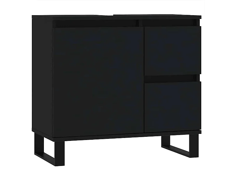 Mueble de baño negro 65x33x60 cm madera contrachapada