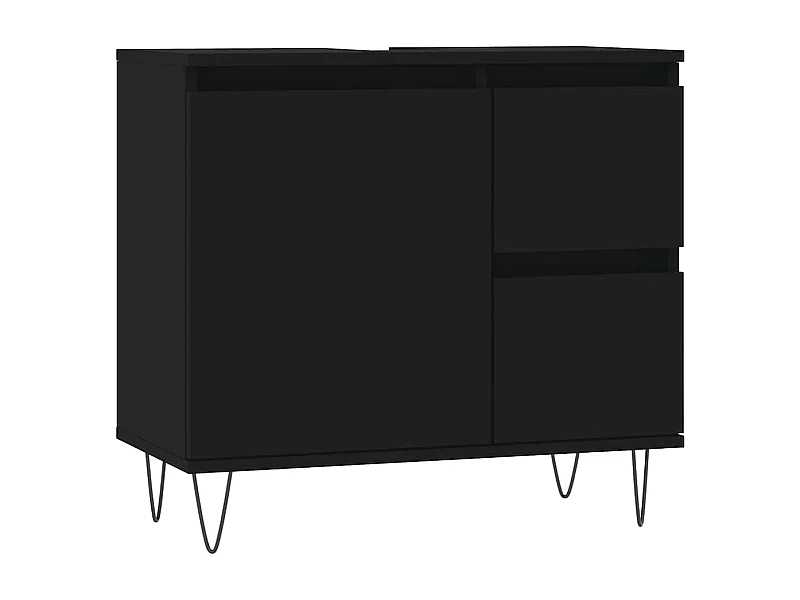 Mueble de baño negro 65x33x60 cm madera contrachapada