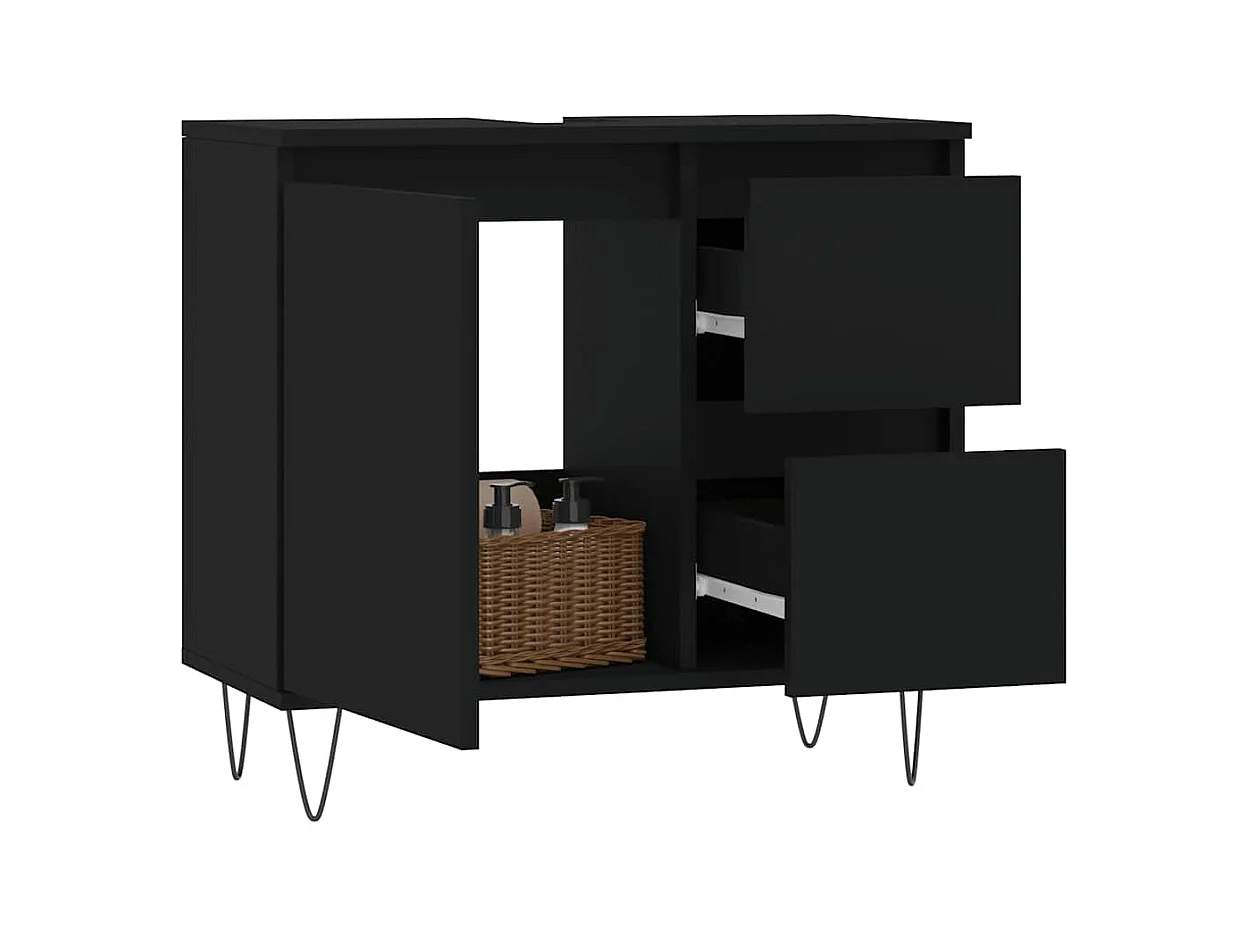 Zwarte badkamerkast 65x33x60 cm van bewerkt hout