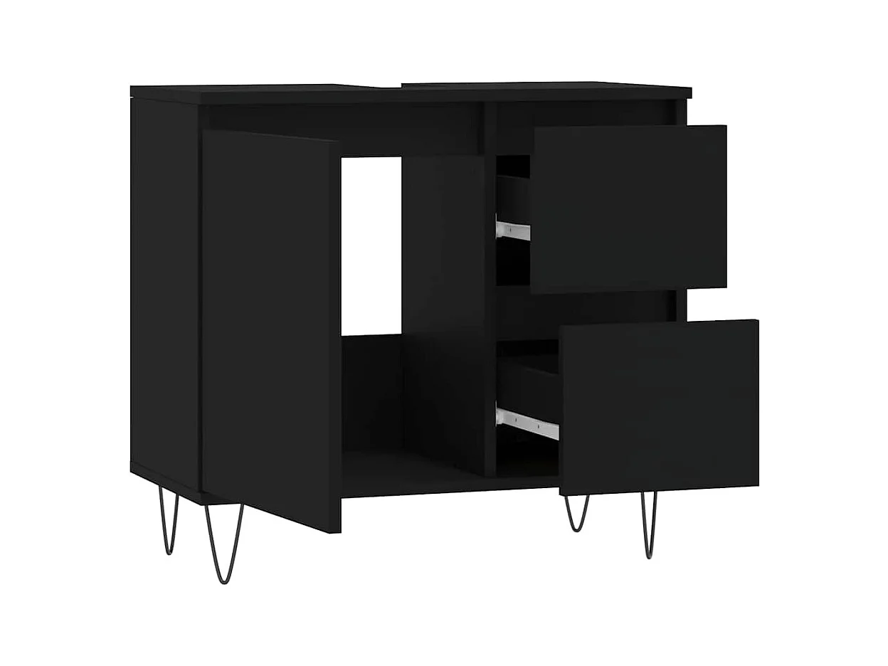 Zwarte badkamerkast 65x33x60 cm van bewerkt hout