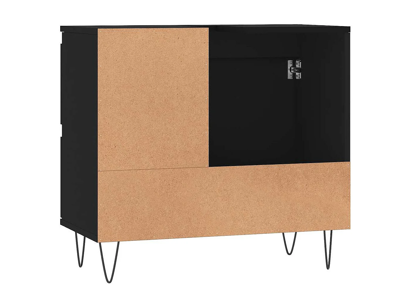 Mueble de baño negro 65x33x60 cm madera contrachapada