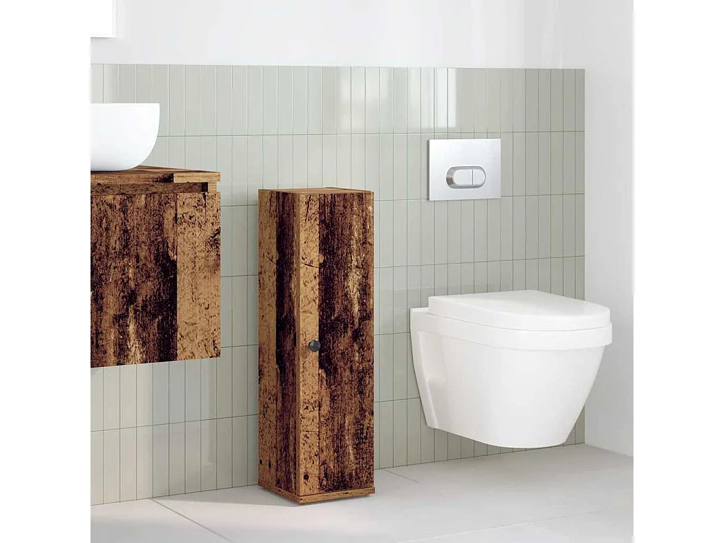 Meuble de salle de bain avec porte-rouleau vieux bois