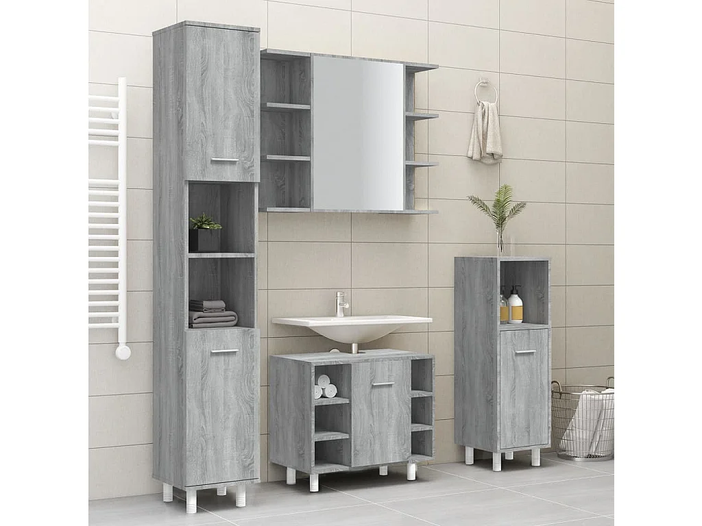 Mobile bagno Sonoma Grey 30x30x179 cm in legno ingegnerizzato