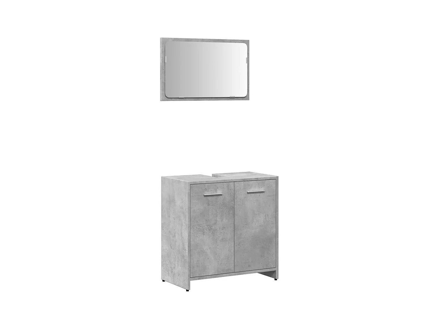 Armoire de bain avec miroir gris béton bois d'ingénierie
