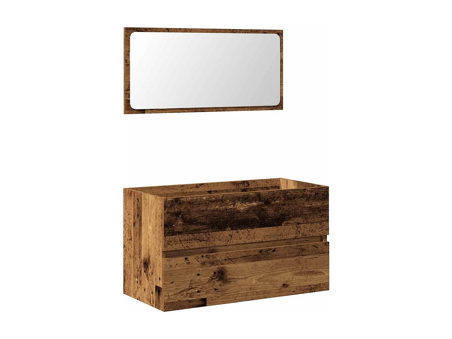 Armoire de salle de bain et miroir vieux bois bois d'ingénierie