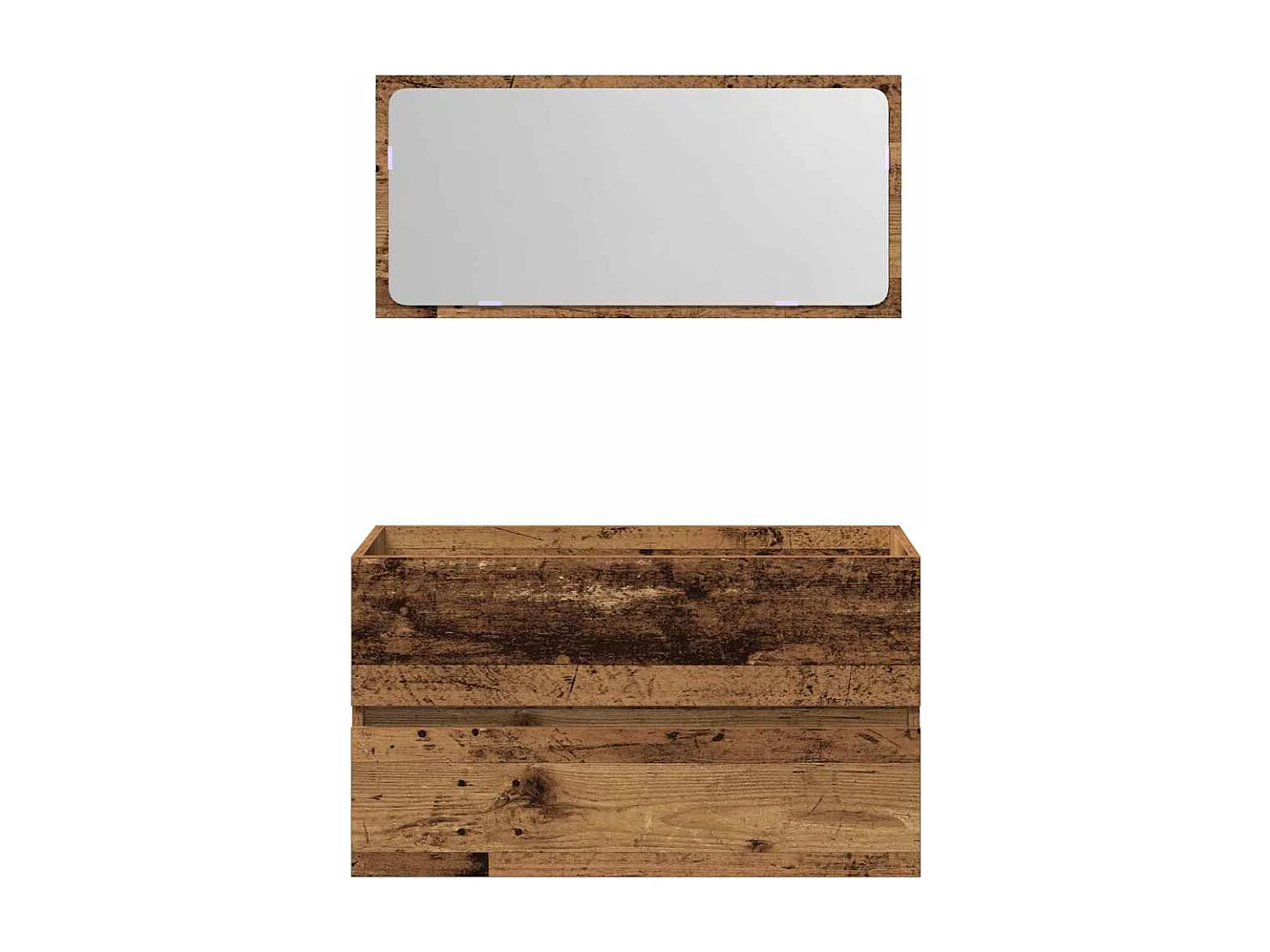 Armoire de salle de bain et miroir vieux bois bois d'ingénierie