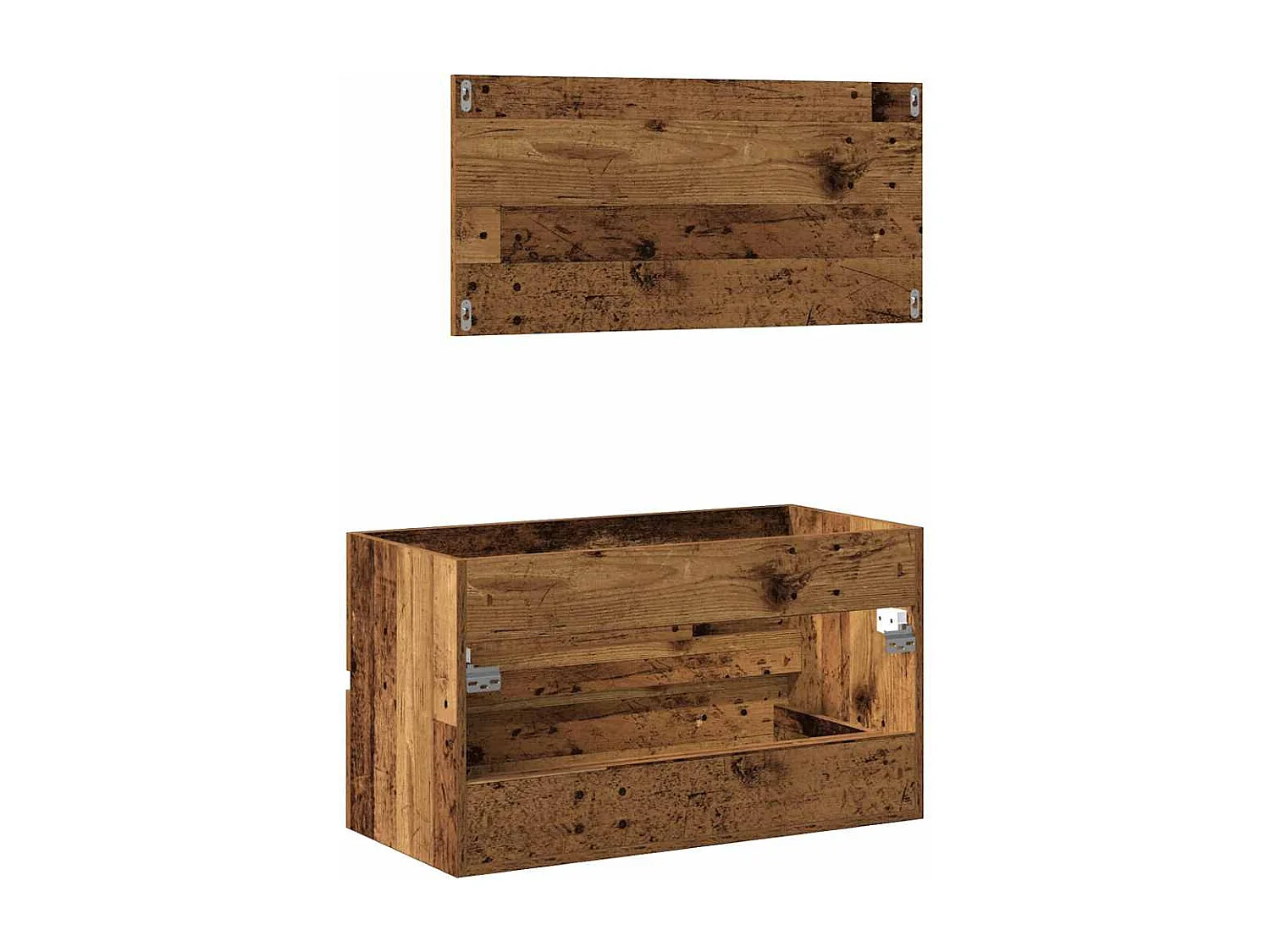 Armoire de salle de bain et miroir vieux bois bois d'ingénierie