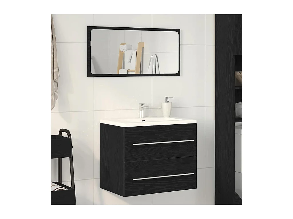 Badkamermeubel met zwarte eiken wastafel 60x38,5x48 cm