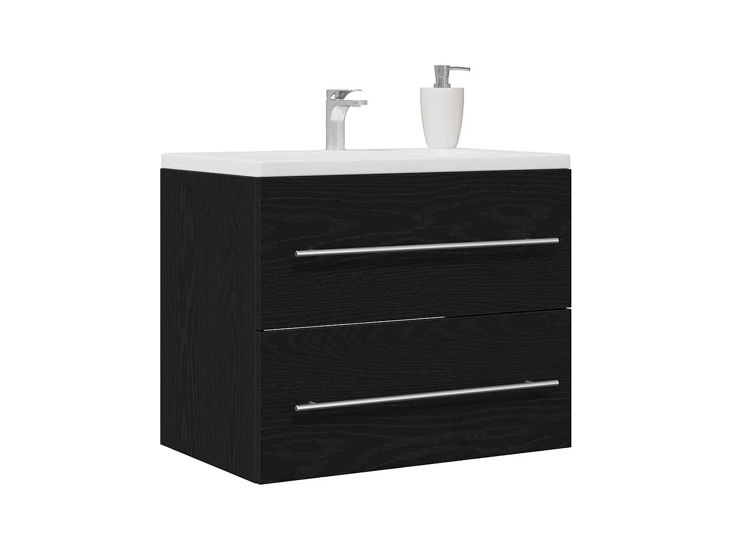 Badkamermeubel met zwarte eiken wastafel 60x38,5x48 cm