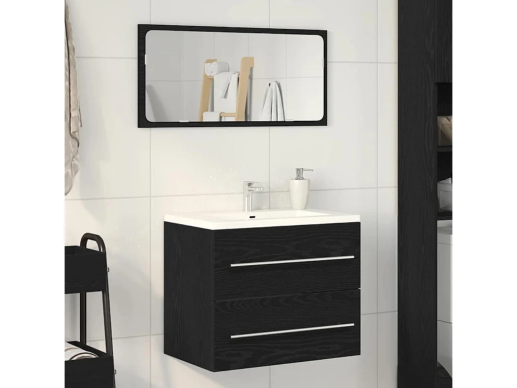 Meuble de salle de bain avec lavabo chêne noir 60x38,5x48 cm