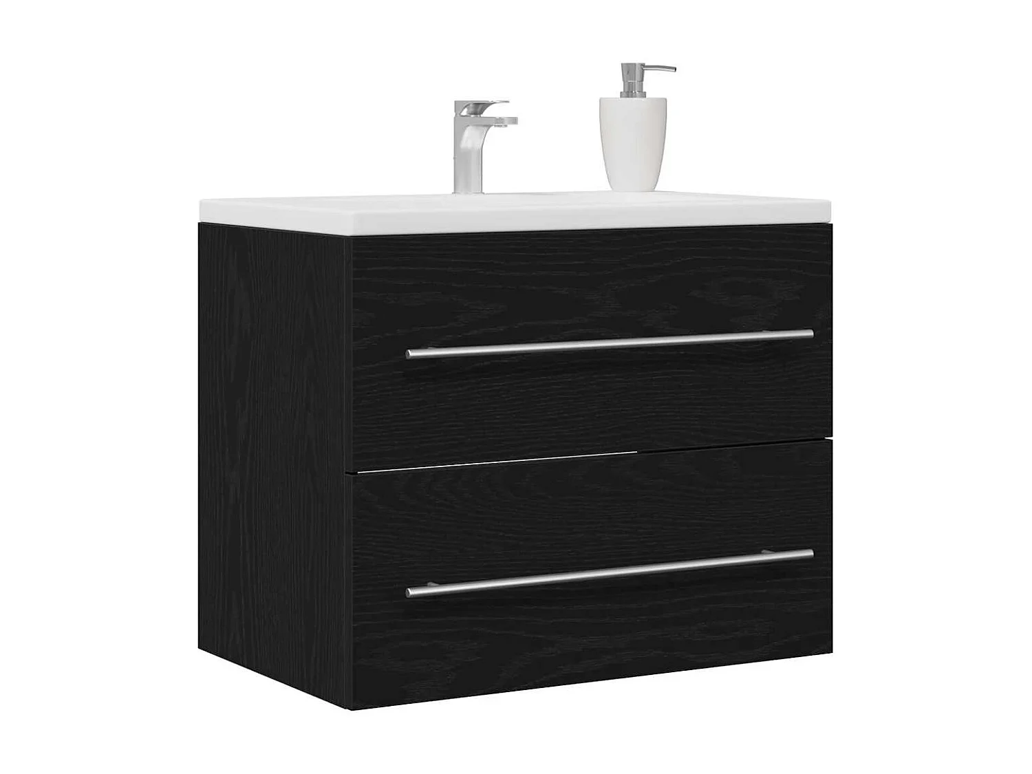 Meuble de salle de bain avec lavabo chêne noir 60x38,5x48 cm