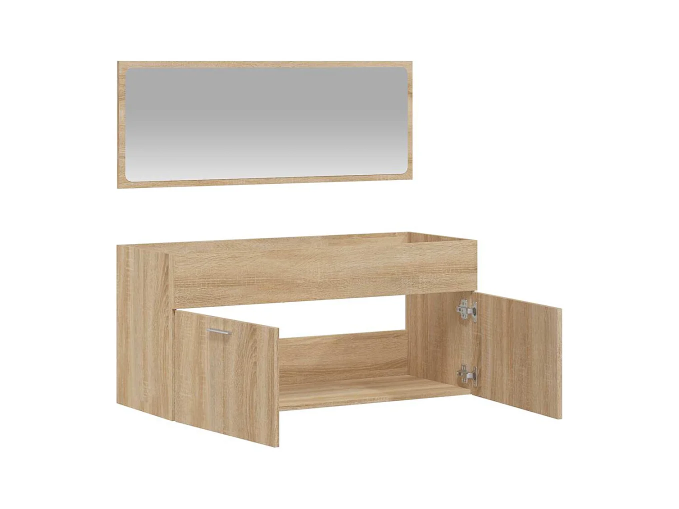 Gabinete de baño con espejo de madera de ingeniería de roble Sonoma