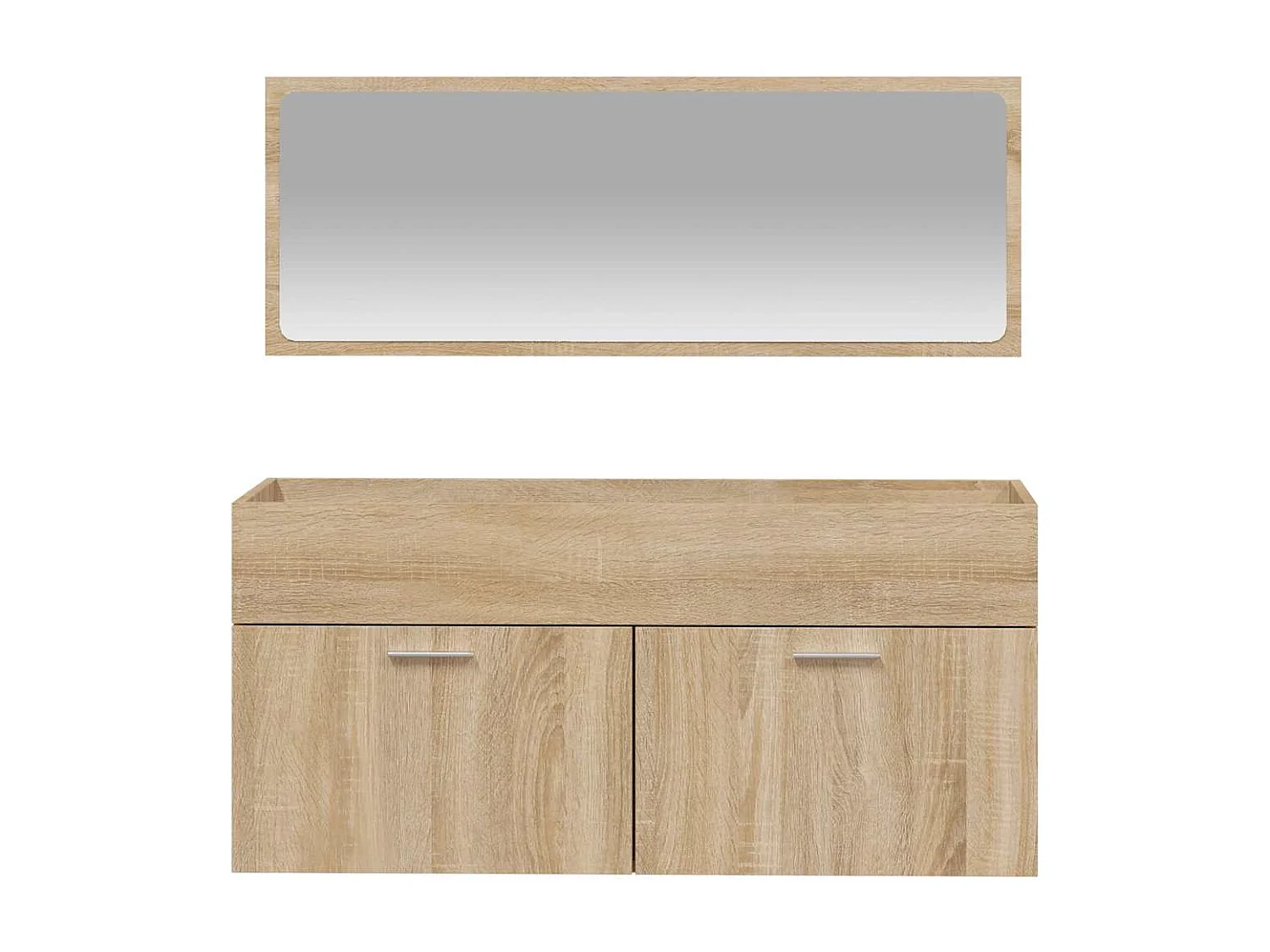 Gabinete de baño con espejo de madera de ingeniería de roble Sonoma