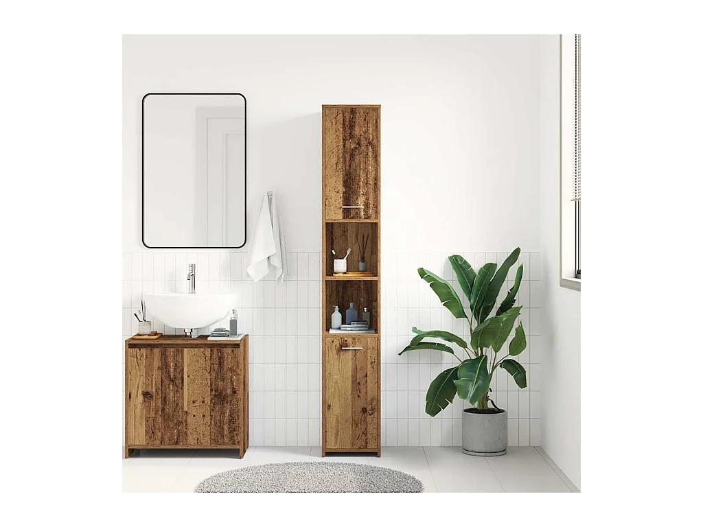 Mobile bagno in legno vecchio 30x30x183,5 cm in legno ingegnerizzato